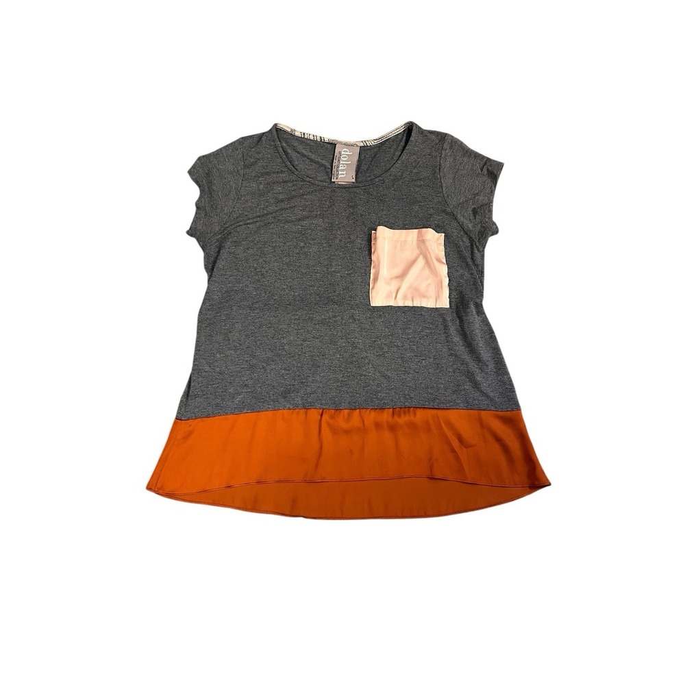 Anthropologie Dolan Left Coast Collection pocket tee Womens Sz Small Gray Orange